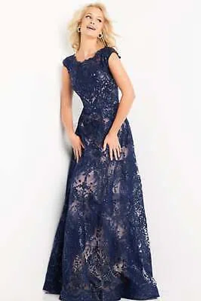 Pre-owned Jovani 09501 Evening Dress Lowest Price Guarantee Authentic In Navy