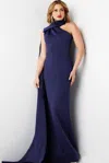 Jovani 09709 Long Fitted High Neck Evening Formal Prom Dress In Blue