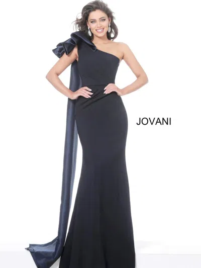 Jovani 1008 Long Ruched Mermaid Formal Dress In Blue