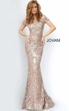 Jovani 1122 Long Off Shoulder Sequin Gown In Pink