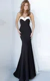 Jovani 12020 Long Strapless Prom Dress In Black