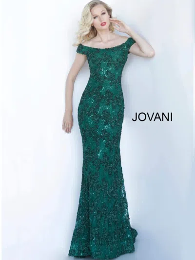 Jovani 1910 Long Sequin Beaded Mother Of The Bride Dress In Green