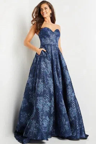 Pre-owned Jovani 22792 Evening Dress Lowest Price Guarantee Authentic In Navy