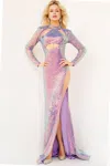 Jovani 22843 Long Sleeve Formal Fitted Prom Dress In Purple