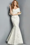 Jovani 22912 Off The Shoulder Long Mermaid Gown In White