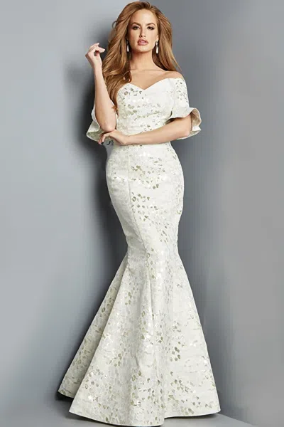 Jovani 22912 Off The Shoulder Long Mermaid Gown In White