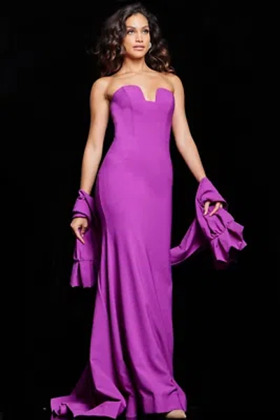Pre-owned Jovani 23029 Evening Dress Lowest Price Guarantee Authentic In Berry