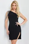 Jovani 23239 Fitted Short High Slit Cocktail Dress In Black