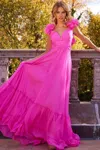 Jovani 23322 Long Sleeveless Pleated Maxi Prom Dress In Pink