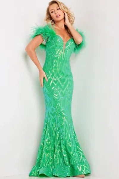 Pre-owned Jovani 23383 Evening Dress Lowest Price Guarantee Authentic In Green