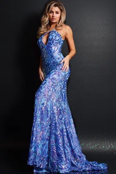 Pre-owned Jovani 23676 Evening Dress Lowest Price Guarantee Authentic In Blue/purple