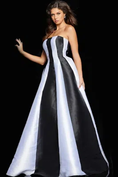 Pre-owned Jovani 23728 Evening Dress Lowest Price Guarantee Authentic In Black/ivory
