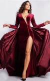 Jovani 23943 Long Sleeve Formal Evening Prom Dress In Burgundy