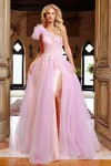 Jovani 23951 One Shoulder Multi Hight Slit Long Prom Gown In Pink