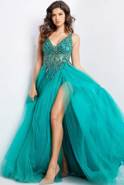 Jovani 23962 Long Formal Evening Prom Dress In Green