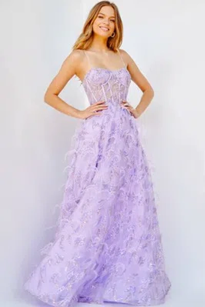 Pre-owned Jovani 24078 Evening Dress Lowest Price Guarantee Authentic In Lilac