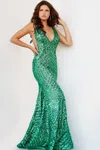 Jovani 24097 Prom Formal Long Sequin Dress In Green