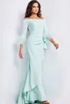 Jovani 24195 Long Ruched Mermaid Formal Dress In Green