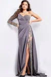 Jovani 24593 Long Sequin Beaded Evening Formal Dress In Gray