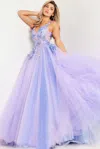 Jovani 24602 Sleeveless Floral Embroidered Prom Dress In Purple