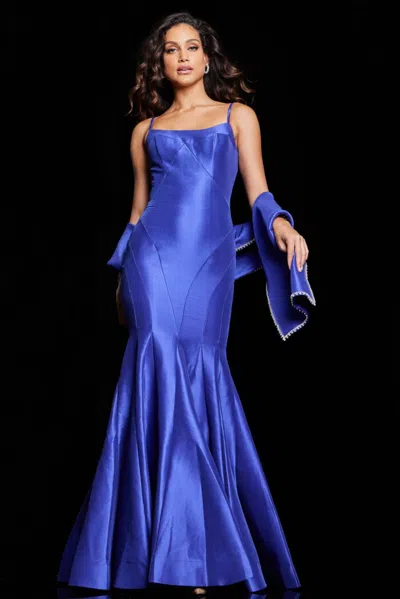 Jovani 24642 Long Evening Mermaid Formal Dress In Blue