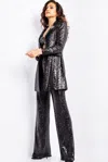 Jovani 25749 Sequin Long Beaded Formal Pant Suit In Black