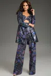 Jovani 25750 Long Sequin Wide Leg Formal Pant Suit In Blue