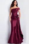 Jovani 25831 Long Formal Ruched Evening Dress In Burgundy