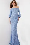 Jovani 25949 Long Evening Mermaid Sequin Formal Dress In Blue