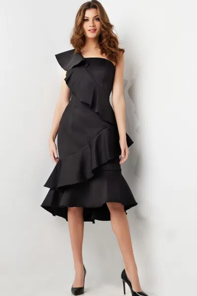 Jovani 25971 Short Homecoming Ruffle Cocktail Dress In Black