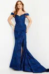 Jovani 26017 Long Mermaid High Slit Formal Dress In Blue