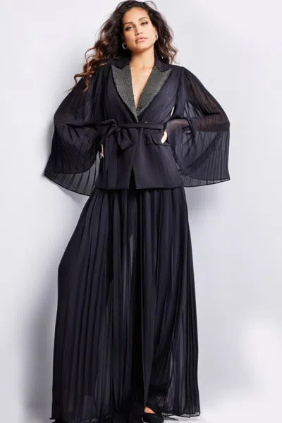 Jovani 26024 Long Evening A Line Pleated Formal Dress In Black