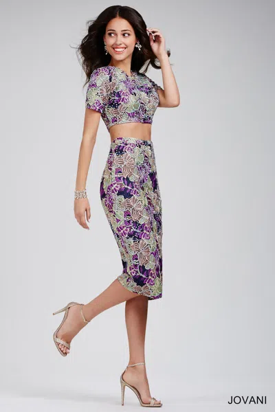 Jovani 28233 Sexy Two-piece Formal Dress In Purple