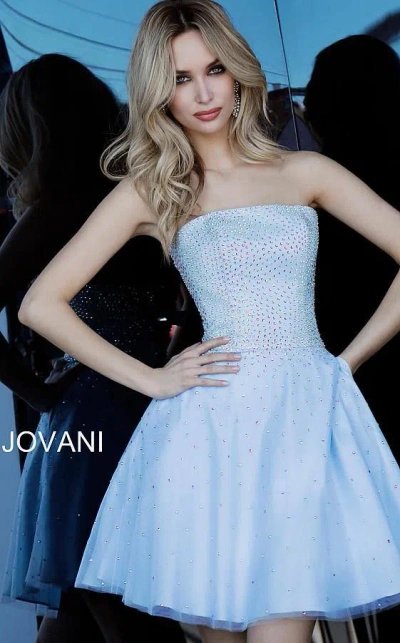 Jovani 2830 Prom Short Strapless Homecoming Dress In White