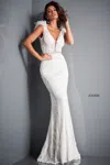 Jovani 3180 Long Pattern Sequin Wedding Dress In White