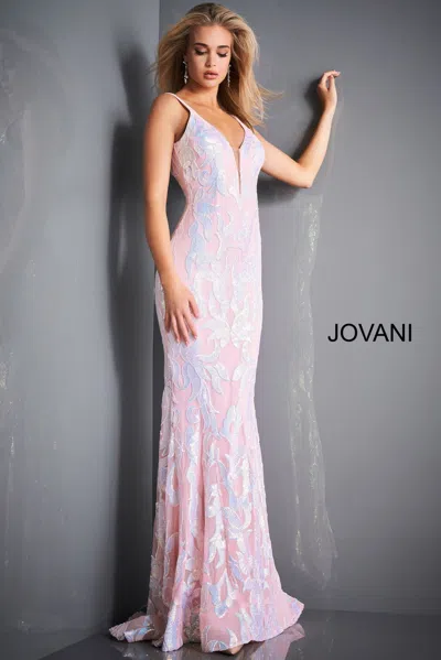 Jovani 3263 Beaded Sequin Long Formal Mermaid Prom Dress In Pink