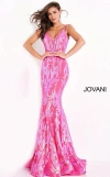 Jovani 3263 Prom Sequin Fitted Long Formal Gown In Pink