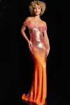 Jovani 34395 Fitted Long Formal Prom Dress In Orange