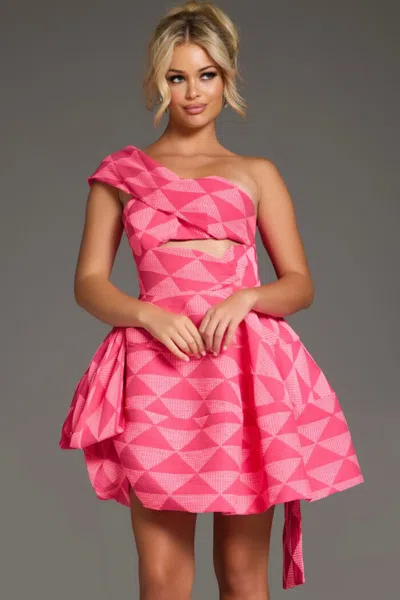 Jovani 34404 Short Mini Geometric Cocktail Dress In Pink