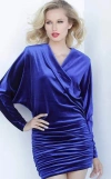 Jovani 3580 Long Sleeve Short Dress In Blue
