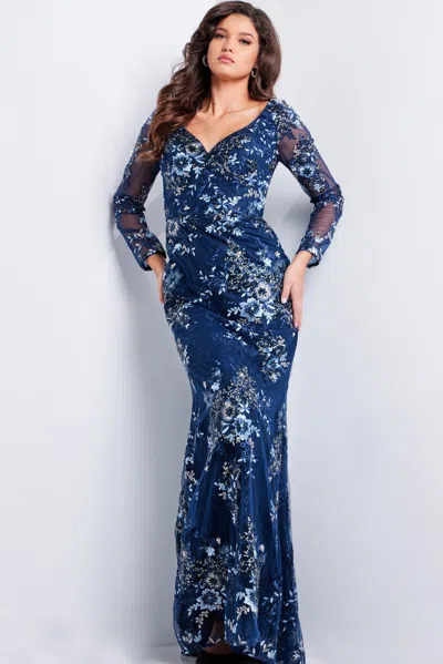 JOVANI 36399 LONG SLEEVE FORMAL MERMAID EVENING DRESS