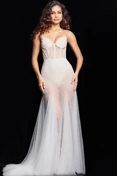 Pre-owned Jovani 36511 Evening Dress Lowest Price Guarantee Authentic In Off White