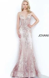 Jovani 3675 Prom Long Spaghetti Straps Mermaid Gown Rose Gold In Multi