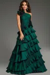 Jovani 37065 Ruffle Long With Floral Formal Evening Dress In Green