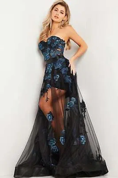 Pre-owned Jovani 37256 Evening Dress Lowest Price Guarantee Authentic In Black/navy