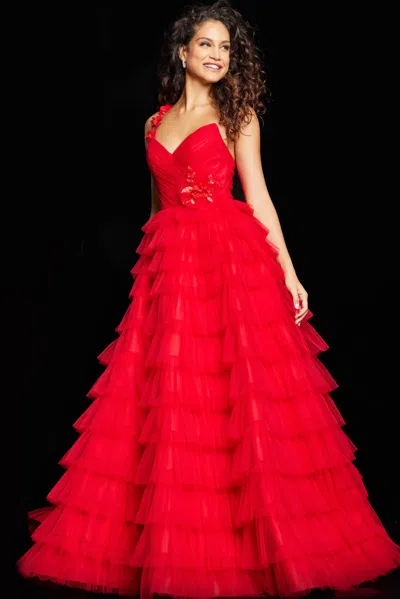 Jovani 37274 Long Formal Prom Ball Gown In Red