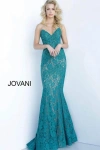 Jovani 37334 Prom Long Strapless Formal Lace Dress In Green