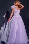 Jovani 37427 Long Ball Gown Beaded Applique Prom Dress In Purple