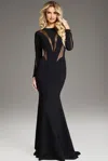 Jovani 37671 Long Sleeve Formal Mermaid Evening Dress In Black
