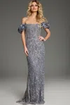 Jovani 38111 Long Fitted Sequin Evening Formal Prom Dress In Gray